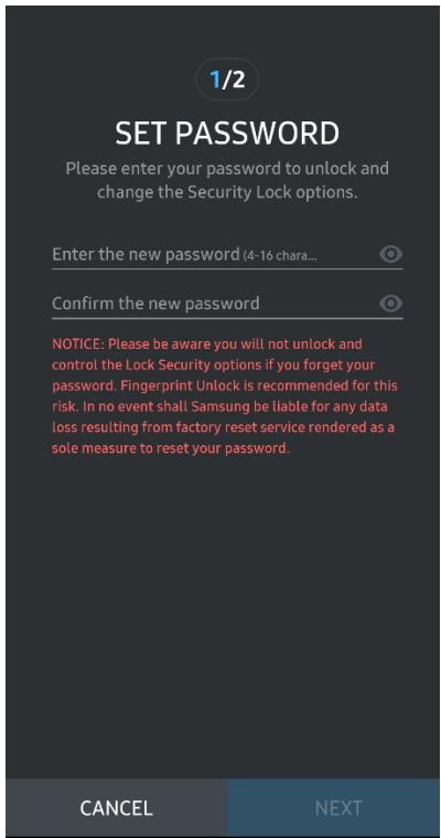 SAMSUNG SSDEXTERNE TZ TOUCH - Configuration du mode de sécurité - 2