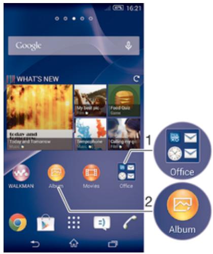 SONY XPR E1 BL DUALSIM - Présentation des raccourcis et dossiers - 1