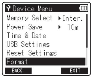 OLYMPUS LS-12 - Sélectionnez [format] dans le menu en [device menu] - 1