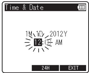 OLYMPUS LS-12 - Appuyez sur la touche ou pour sélectionner l'élément à configurer. - 1