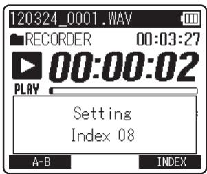 OLYMPUS LS-12 - Quand l'enregistreur est en mode d'enregistrement ou de lecture, appuyez sur la touche F3 (INDEX). - 1