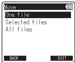 OLYMPUS LS-12 - Appuyez sur la touche ^+ ou - pour sélectionner le nombre de fichiers à copier ou à déplacer. - 1