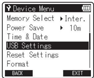 OLYMPUS LS-12 - Modification de la classe USB [USB settings] - 1