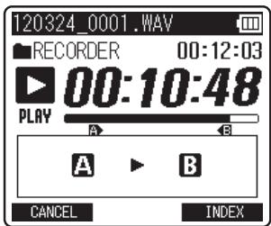 OLYMPUS LS-12 - Appuyez de nouveau sur la touche F1 (a-b) à l'endroit où vous pouvez terminer le segment de lecture à répétition. - 1
