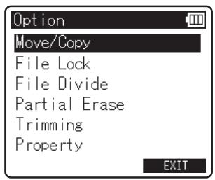 OLYMPUS LS-12 - Quand l'enregistreur est en mode d'arrêt, appuyez sur la touche F2 (OPTION). - 1