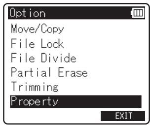 OLYMPUS LS-12 - Confirmation d'un fichier dans la mémoire [property] - 2