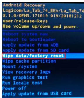 LOGICOM TABLETTE 10° TN 1GO - Réinitialisation de l'appareil en mode "récapération - 2