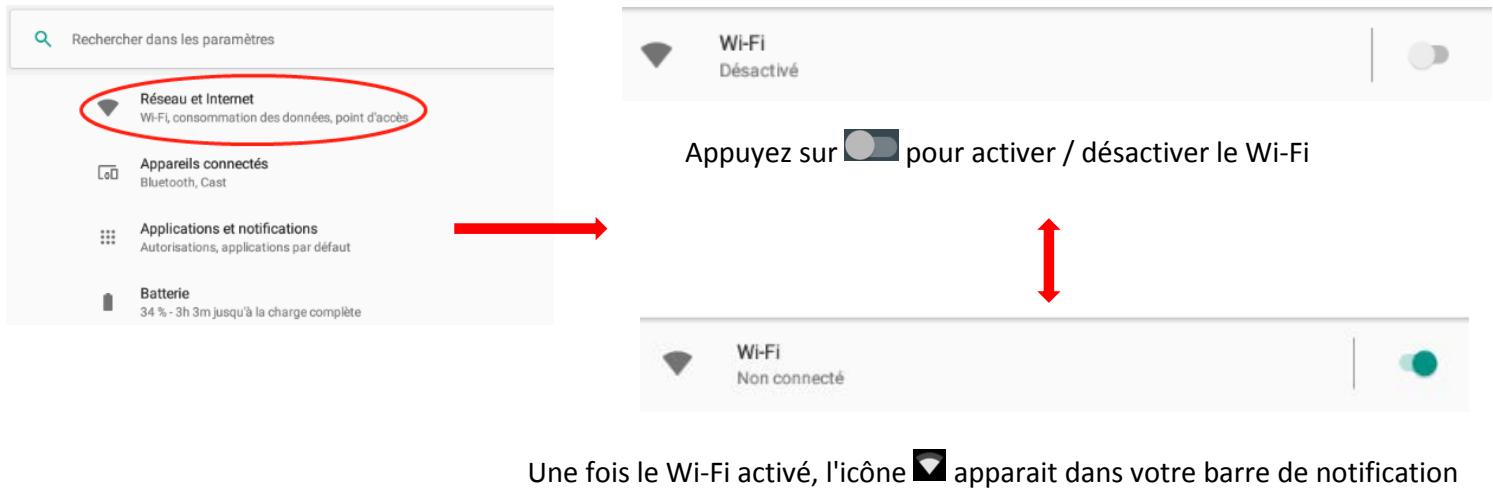 LOGICOM TABLETTE 10° TN 1GO - Activer / désactiver la connexion wi-fi - 1