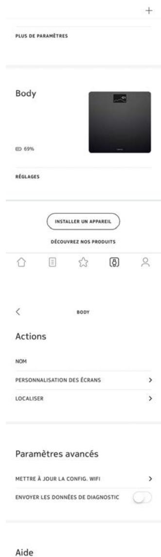 NOKIA BODY NOiRE - Modification de la localisation de votre balance - 1
