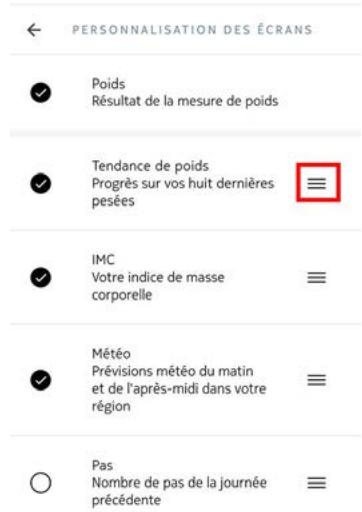 NOKIA BODY NOiRE - Modification de l'ordre d'affichage des écrans - 4