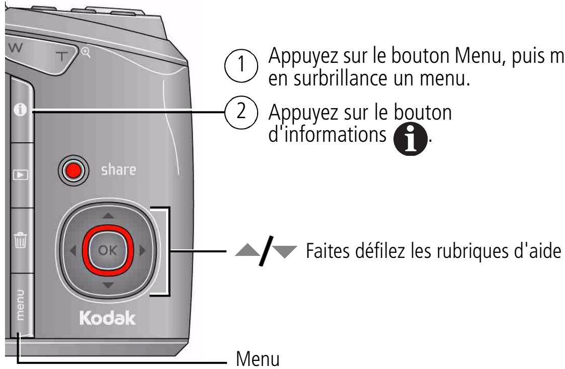 KODAK EASYSHARE Z1015 IS - Obtention d'aide sur votre appareil photo - 1