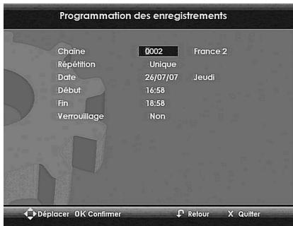 SAGEM DVR-6280T - 10-2 Enregistrements programmés depuis le MENU - 4
