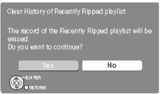PANASONIC SC-PTX7EGC - Annulation de l'histoire des listes de lecture "Most Often Played" et/ou "Recently Ripped" - 1