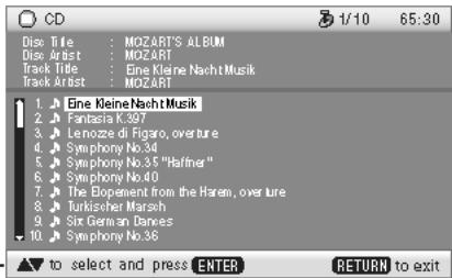 PANASONIC SC-PTX7EGC - Sélection et lecture des pistes d'un CD de musique du commerce - 1