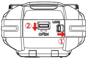 RICOH PACK WG-M1 ORAN+3AC - Installation de la batterie et de la carte mémoire - 1