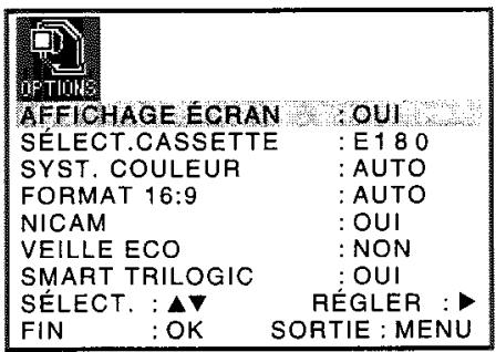 SONY SLV-SE720 - Modification des options de menu - 1