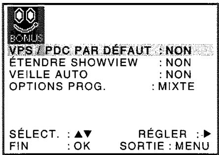 SONY SLV-SE720 - Modification des options de menu - 2