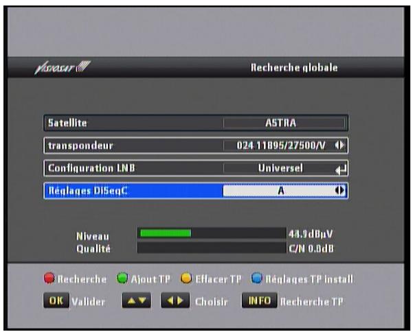 VISIOSAT TVS 7500 - V.5.2 réglages diseqc - 1