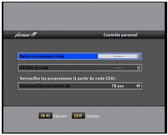VISIOSAT TVS 7500 - Iv.5 création du code parental et besoin du niveau de protection - 1