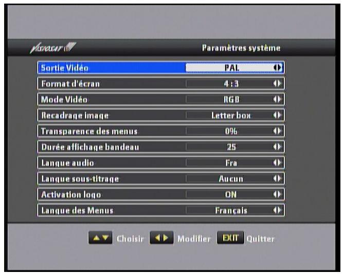 VISIOSAT TVS 7500 - V.4.1 paramètres système - 2