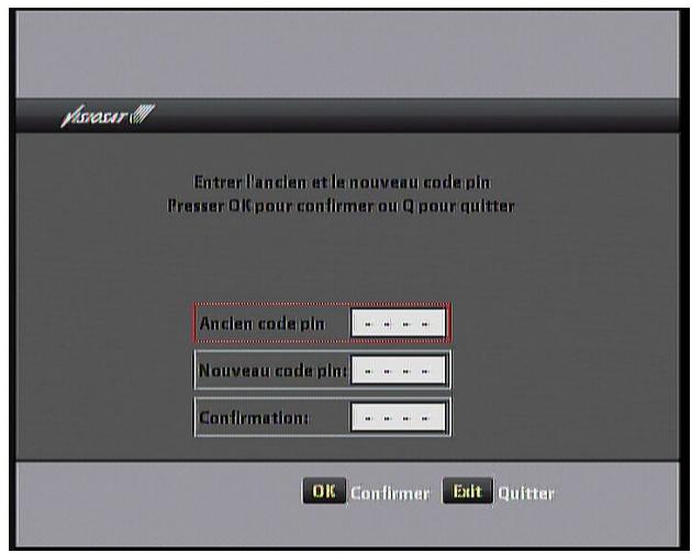 VISIOSAT TVS 7500 - Changement de code PIN carte : - 2