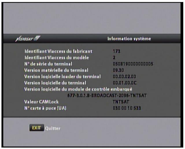 VISIOSAT TVS 7500 - V.4.2 contrôle parental - 2