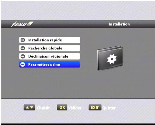 VISIOSAT TVS 7500 - V.3. d retour aux paramètres usine - 2
