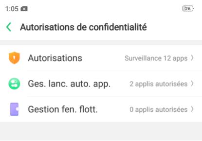 OPPO RX17NEO - Autorisations de confidentialité - 1