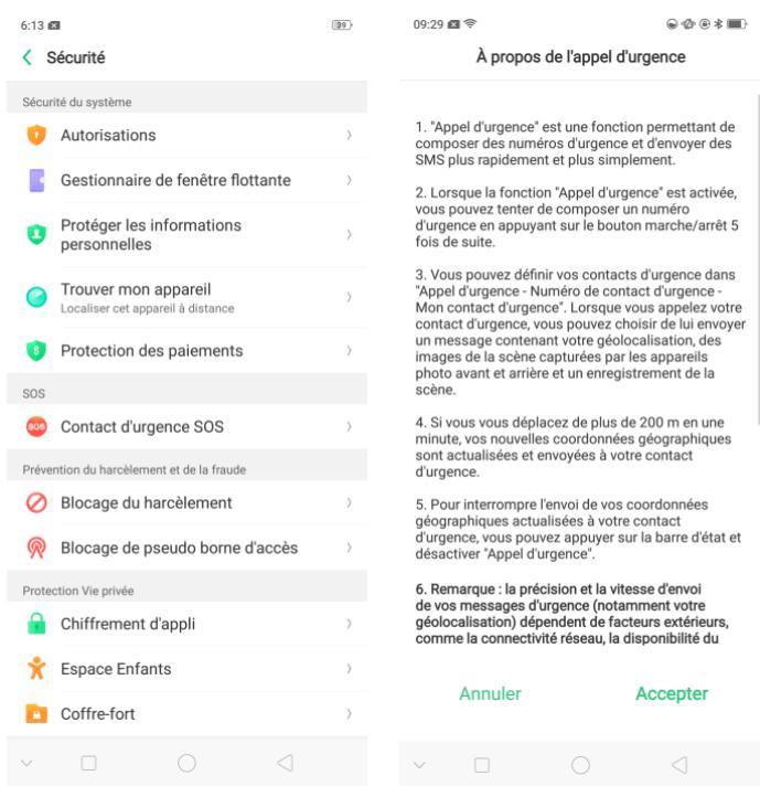 OPPO RX17NEO - SOS d'urgence - 1