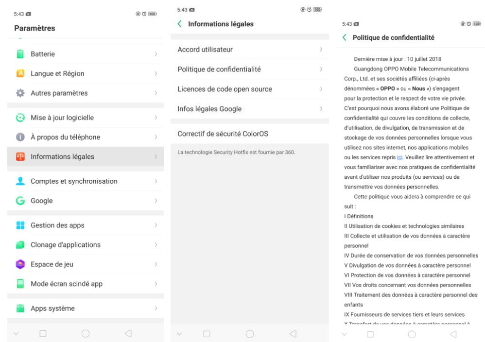 OPPO RX17NEO - Information légale - 1