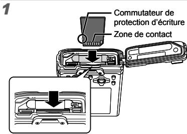 OLYMPUS TOUGH 6020 - Insertion de la carte mémoire sd/sdhc (vendue séparément) - 1