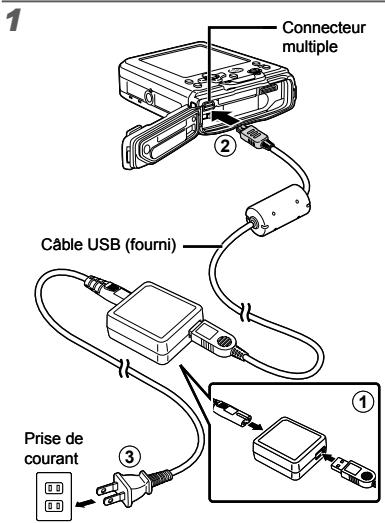 OLYMPUS TOUGH 6020 - Chargement de la batterie avec l'adaptateur secteur USB fourni - 1