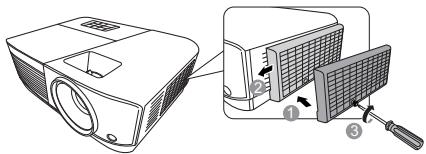 VIEWSONIC PA503WB - Installation du filtre à poussière - 1
