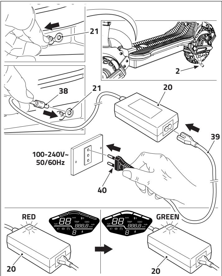 OCEAN DRIVE OD-KICK-S12-EU-PKD - Utiliser UNIQUEMENT le chargeur (FCA136-546020) fourni en notation pour recharger la batterie. - 1