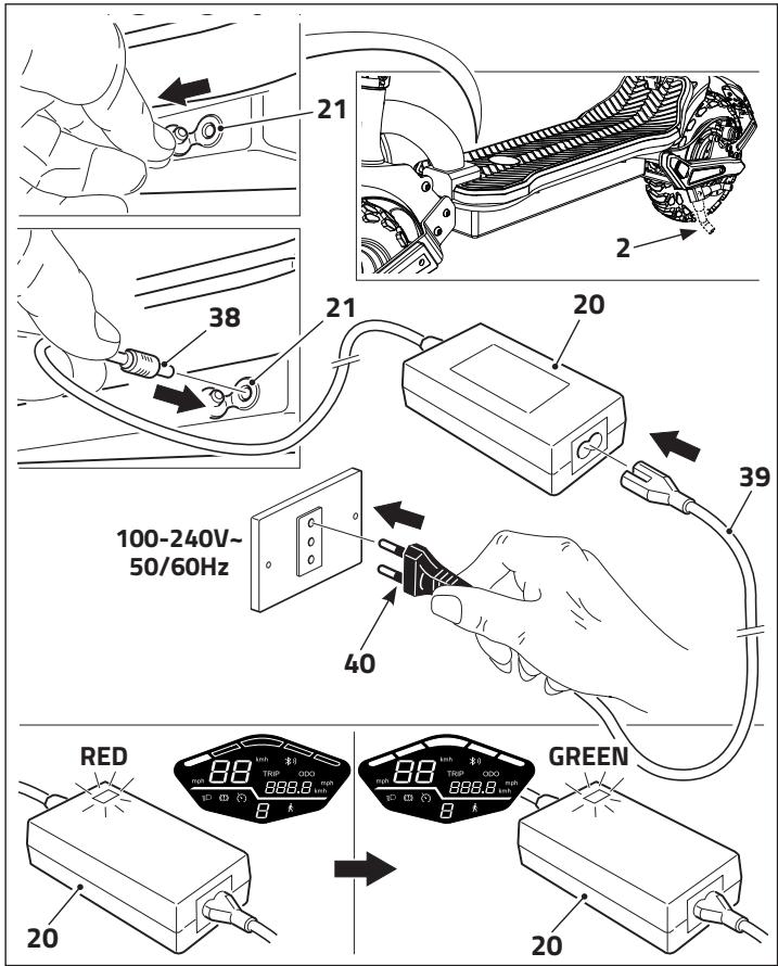 OCEAN DRIVE OD-KICK-S12-EU-PKD - Utilizzare SOLO il caricabatteria (FCA136-546020) fornito in dotazione per ricaricare la batteria. - 1