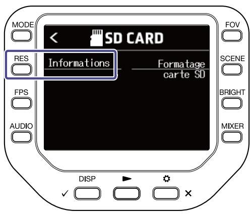 ZOOM Q8n-4K - Pressez « informations - 1