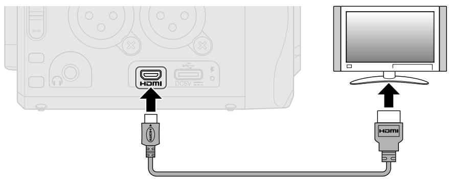 ZOOM Q8n-4K - Utilisation avec un téléviseur/moniteur connecté par HDMI - 1