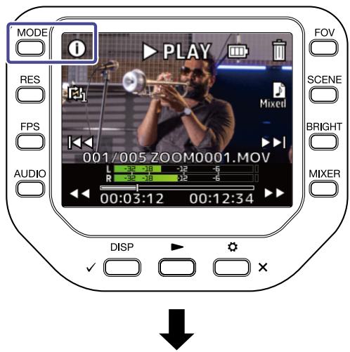 ZOOM Q8n-4K - Affichage des informations de fichier - 1