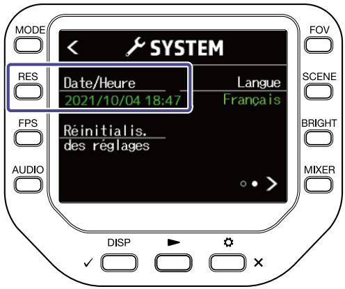 ZOOM Q8n-4K - Réglage de la date et de l'heure - 4