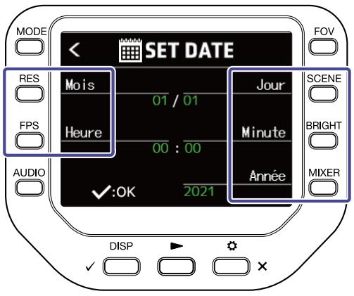 ZOOM Q8n-4K - Configuration à la première mise sous tension (réglement de langue/réglement de date et d'heure) - 3