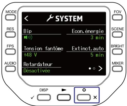 ZOOM Q8n-4K - Pressez SYSTEM en écran settings. - 3