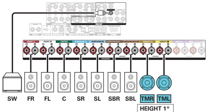 MARANTZ SR8012 - Exemple de connexion avec utilisation d'un ensemble d'enceintes au plafond - 3