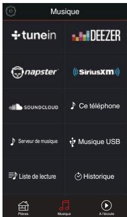 MARANTZ SR8012 - Appuyez sur l'onglet "musique" pour sélectionner une source musicale. - 2