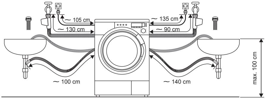 PANASONIC NA-16VG1WFR - Longueurs de tuyau et de câble - 1