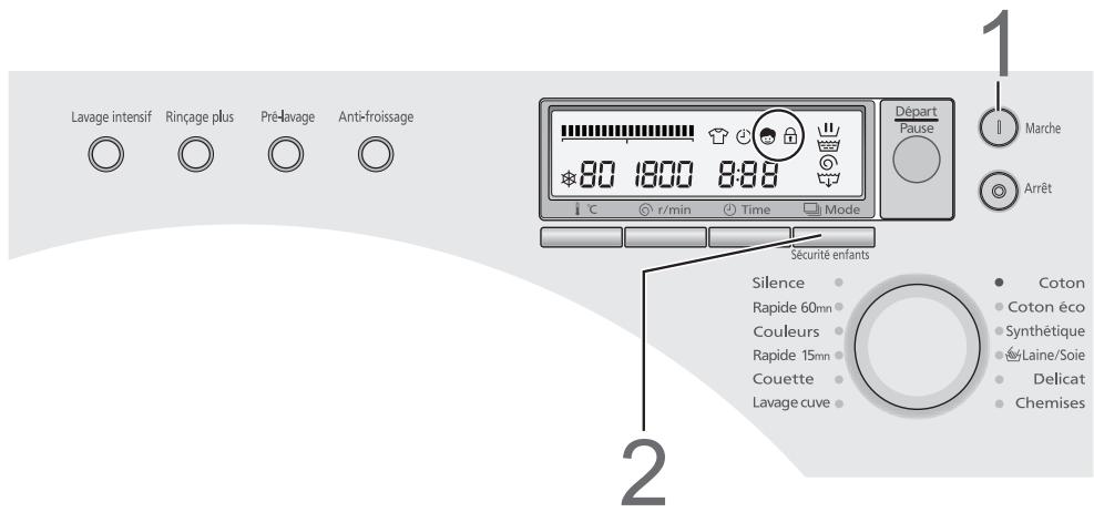 PANASONIC NA-16VG1WFR - Programmation du verrouillage de sécurité pour l'infant - 1