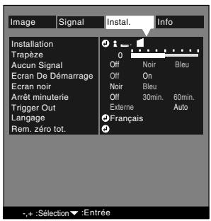 YAMAHA LPX500 - Menu "instal. - 1