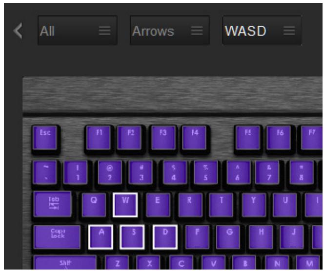 CORSAIR GAMING STRAFE RGB CHERRY - PERSONNALISER L'ÉCLAIRAGE DE FOND POUR UN GROUPE DE TOUCHES - 1