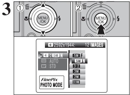 FUJIFILM FinePix Z2 - Reglage du mode qualite (NOMBRE de pixels enregistres) - 3