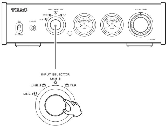 TEAC 505 - Turn the INPUT SELECTOR knob to select the input source. - 1