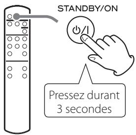 TEAC 505 - Maintenez pressée la touche standby/on de la télécommande durant trois secondes. - 1